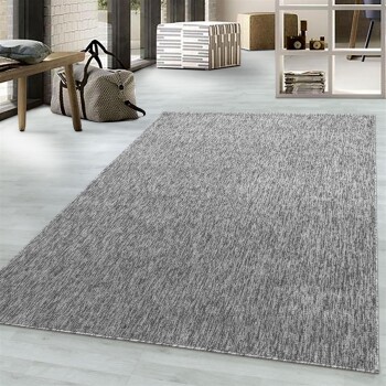 Kurzflor Teppich NIZZA Hellgrau 80 x 150 cm
