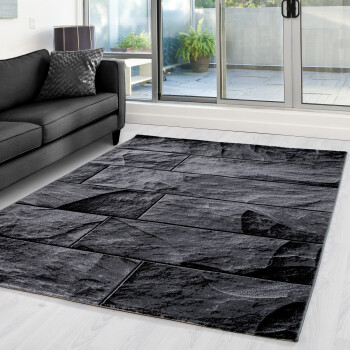 Kurzflor Teppich PARMA Schwarz 80 x 150 cm