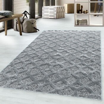 Hochflor Teppich PISA Grau 80 x 150 cm