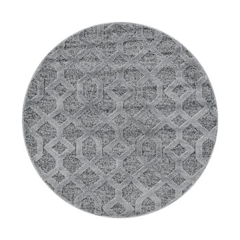 Hochflor Teppich PISA Grau 80 cm Rund
