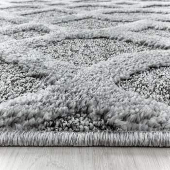 Hochflor Teppich PISA Grau 120 cm Rund