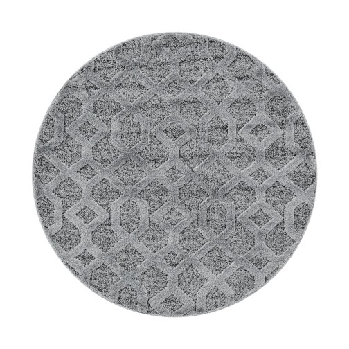 Hochflor Teppich PISA Grau 160 cm Rund