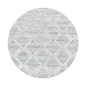 Hochflor Teppich PISA Grau 160 cm Rund