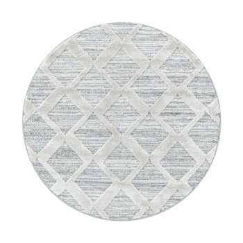 Hochflor Teppich PISA Grau 200 cm Rund