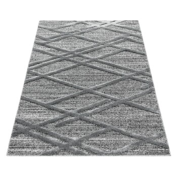 Hochflor Teppich PISA Grau 60 x 110 cm