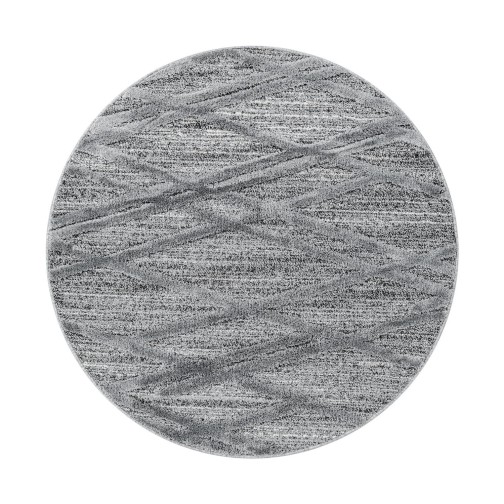Hochflor Teppich PISA Grau 80 cm Rund