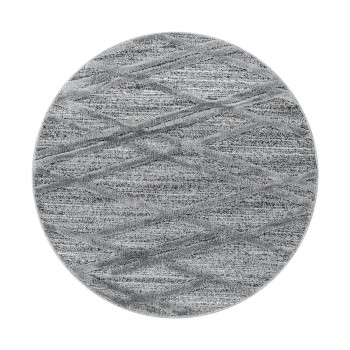 Hochflor Teppich PISA Grau 80 cm Rund