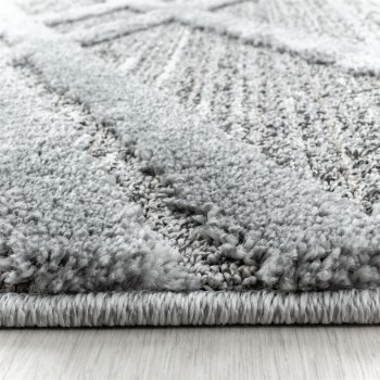 Hochflor Teppich PISA Grau 120 cm Rund