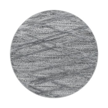 Hochflor Teppich PISA Grau 160 cm Rund