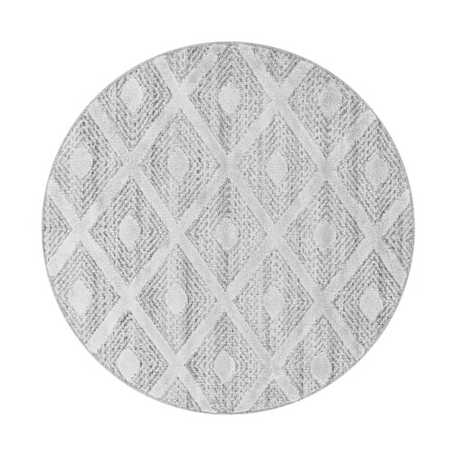Hochflor Teppich PISA Grau 160 cm Rund