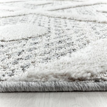 Hochflor Teppich PISA Grau 200 cm Rund