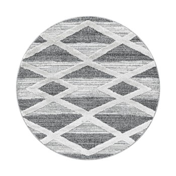 Hochflor Teppich PISA Grau 120 cm Rund