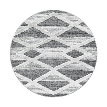 Hochflor Teppich PISA Grau 160 cm Rund