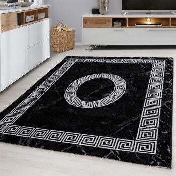 Kurzflor Teppich PLUS Schwarz 80 x 150 cm