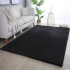 Hochflor Teppich POUFFY Schwarz 80 x 150 cm