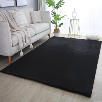 Hochflor Teppich POUFFY Schwarz 160 cm x 230 cm