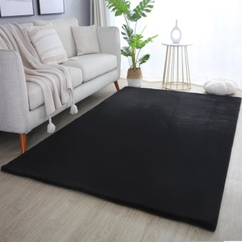Hochflor Teppich POUFFY Schwarz 240 x 340 cm