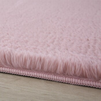 Hochflor Teppich POUFFY Rosa 120 cm Rund