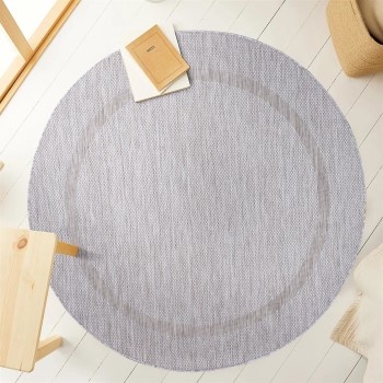Outdoor Teppich RELAX Silber 120 cm Rund