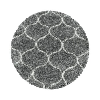 Hochflor Teppich SALSA Grau 160 cm Rund