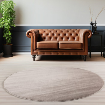 Kurzflor Teppich SKY Beige 160 cm Rund