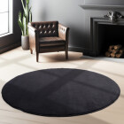 Kurzflor Teppich SKY Schwarz 200 cm Rund