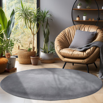 Kurzflor Teppich SKY Grau 120 cm Rund