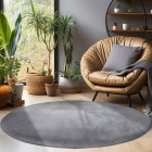 Kurzflor Teppich SKY Grau 120 cm Rund