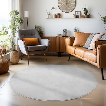 Kurzflor Teppich SKY Silber 200 cm Rund