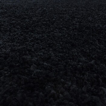 Hochflor Teppich SYDNEY Schwarz 80 cm Rund