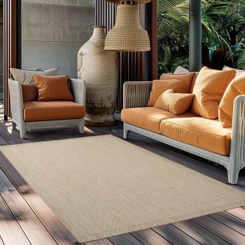 Outdoor Teppich GIZA Beige 120 x 120 cm Rund