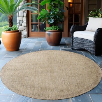 Outdoor Teppich GIZA Beige 160 x 160 cm Rund