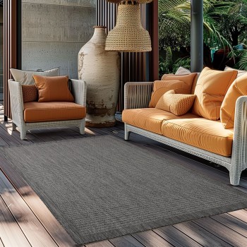 Outdoor Teppich GIZA Schwarz 120 x 120 cm Rund