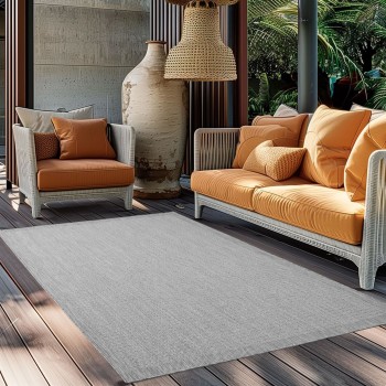 Outdoor Teppich GIZA Grau 120 x 120 cm Rund