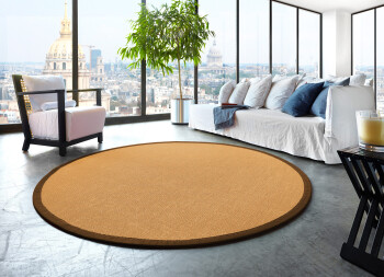 Sisal Premium Teppich ASTRA Manaus cognac/coffe Rund 160cm
