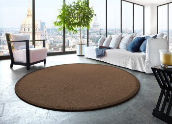 Sisal Premium Teppich ASTRA Manaus kaffee/graphit Rund 350cm