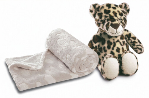 Biederlack Kuscheltier Leopardin Cleo & Kuscheldecke 75x100cm im Set