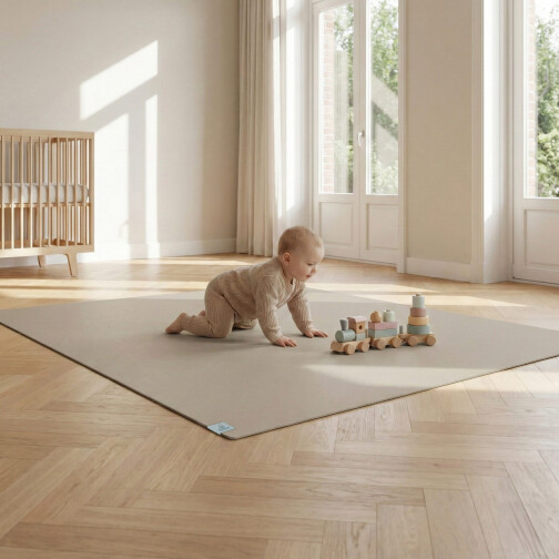 Sanosoft® Krabbelmatte Made in Germany & Öko-Tex - 160cm X 200cm Sand / Beige