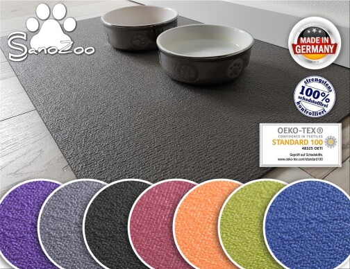 SanoZoo, die Napfunterlage XL! Öko-TEX - Made in Germany - Futtermatte für Hund & Katze, 70x120cm Rot