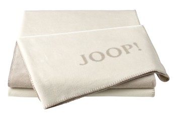 JOOP! Plaid / Decke  Uni-Doubleface Ecru-Feder 150 x 200 cm