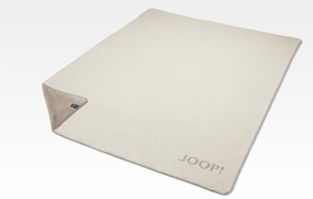 JOOP! Plaid / Decke  Uni-Doubleface Ecru-Feder 150 x 200 cm