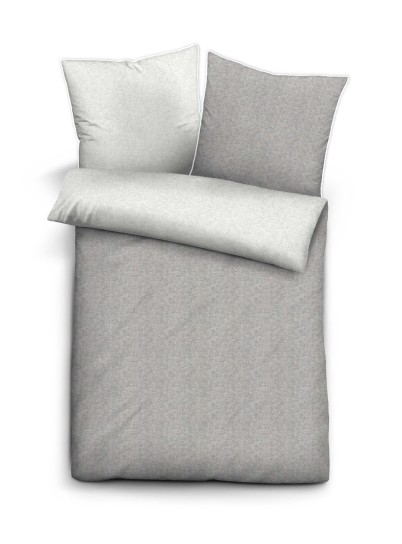 biberna Melange-Flanell Bettwäsche "MELANGE UNI" STURMGRAU 135x200 cm