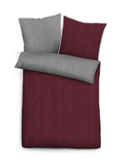biberna Melange-Flanell Bettwäsche "MELANGE UNI" BURGUND 155x220 cm