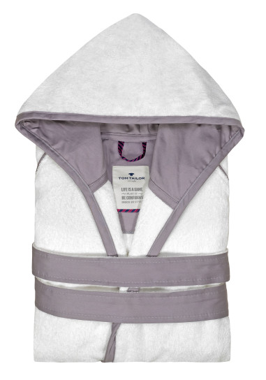 Tom Tailor Baumwoll Bademantel "FEEL GOOD" WHITE cm
