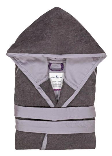 Tom Tailor Baumwoll Bademantel "FEEL GOOD" DARK GREY cm
