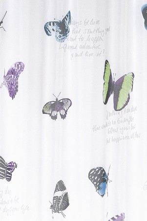 Elbersdrucke Schlaufenschal Summer Butterfly 03 weiss-grün-violett transparent 140x255cm