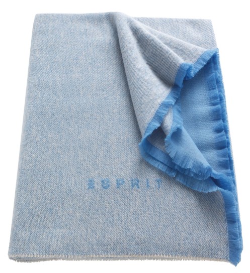 Esprit Logo bluEsprit beige Plaid blau beige 150x180 cm