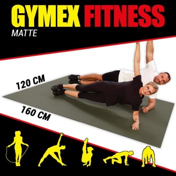 GYMEX Fitness-Matte XXL, extra groß, rollbar, für Yoga, Sport & Fitness 160x120cm Grau