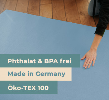 Sanosoft® Krabbelmatte – Made in Germany, Öko-Tex Anti-Rutsch Krabbelunterlage: größte Auswahl an Farben und Größen - 160cm X 160cm Hellblau